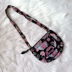 Vera Bradley Crossbody Purse Lizzy Alpine Floral Small Black Blue & Purple